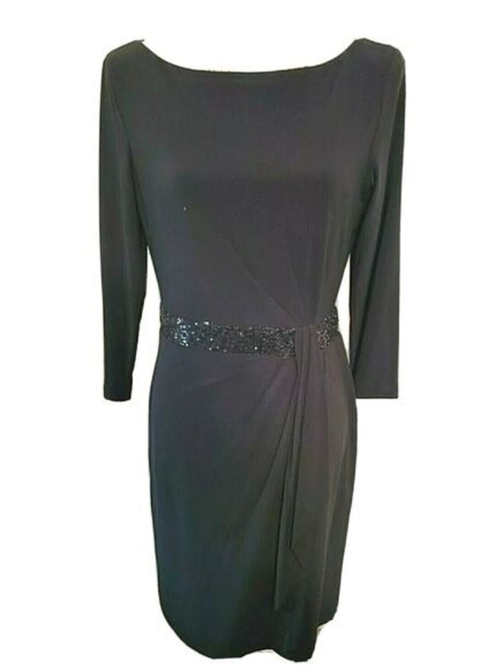 Chaps | Gathered Faux Wrap Sequin Dress